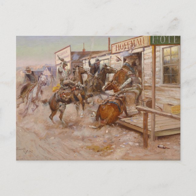 Postal In Without Knocting por Charles Marion Russell (Anverso)