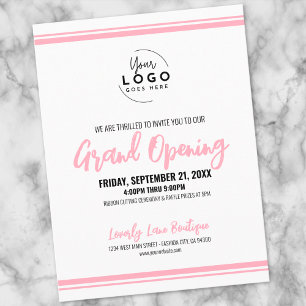 Postal Inauguración Grandiosa de Negocios con Logo Rosa M