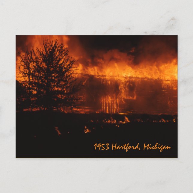 Postal Incendio En Casa De Michigan En Hartford En 1953 (Anverso)