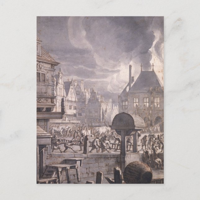 Postal Incendio en el casco antiguo de Ámsterdam (Anverso)