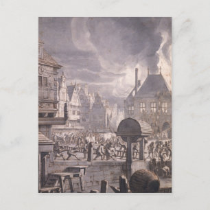 Postal Incendio en el casco antiguo de Ámsterdam