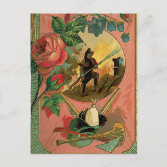 Postal Incendio en fuegos artificiales de bomberos de los (Anverso)