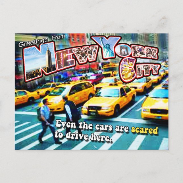 Postal Incluso los autos tienen miedo de conducir aquí -  (Anverso)