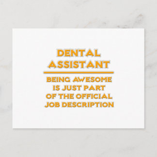 Postal Increíble asistente dental. Descripción del trabaj