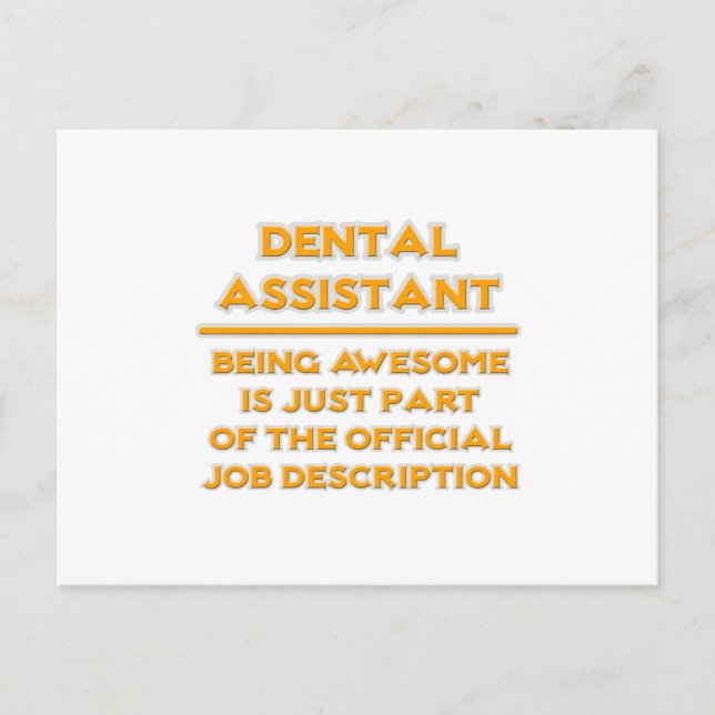 Postal Increíble asistente dental. Descripción del trabaj (Anverso)
