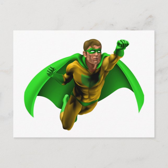 Postal Increíble Ilustracion de superhéroes (Anverso)