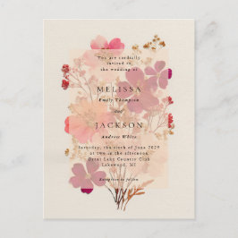 Postal Incursión rosa rojo y crema, Boda floral Invitat