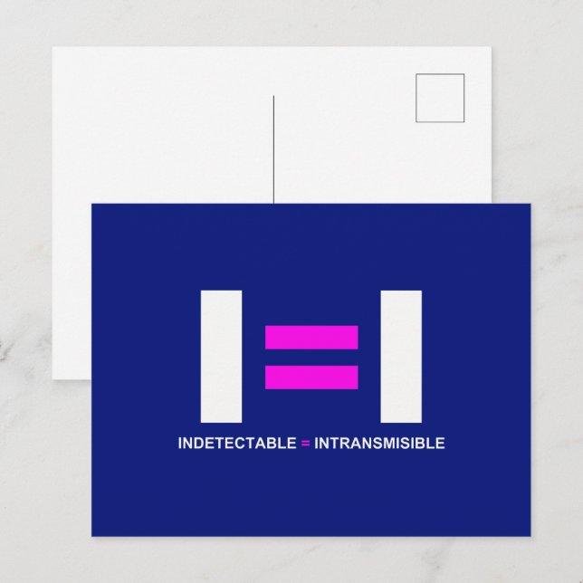 Postal Indetectable es igual a un VIH intransmisible (Anverso / Reverso)
