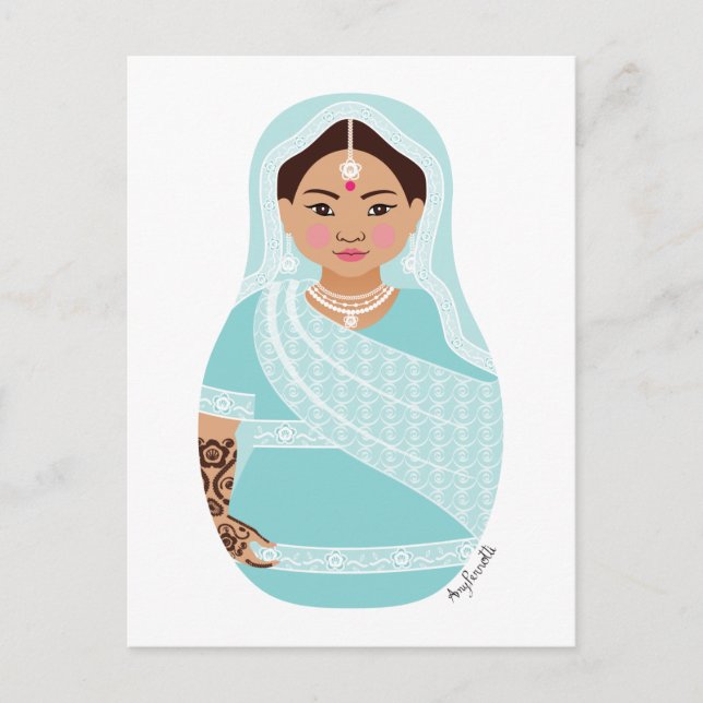 Postal india (Aqua) Matryoshka (Anverso)