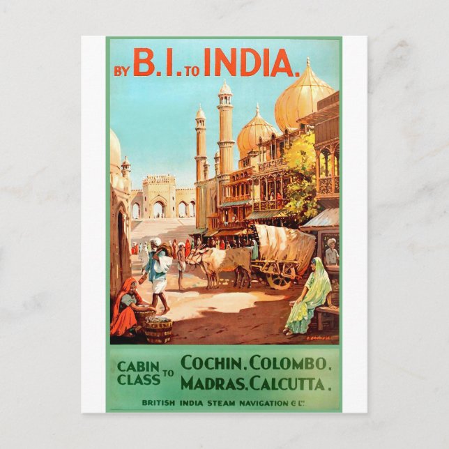 Postal India, calle tradicional de la ciudad, cosecha, vi (Anverso)