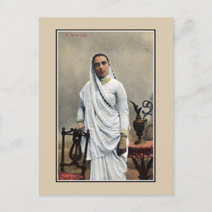 Postal India de los años 1900, mujer parsi