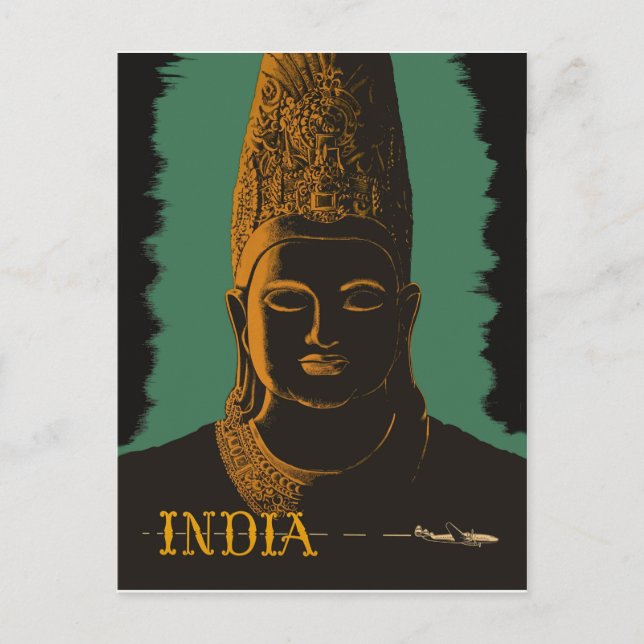 Postal India, estatua grande de buda (Anverso)