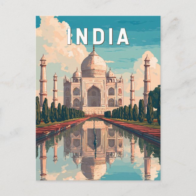 Postal India Illustration Travel Art Vintage (Anverso)