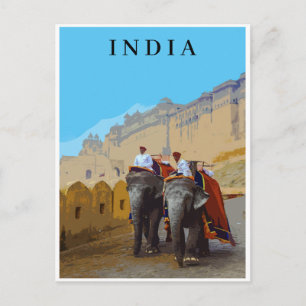 Postal India: Viajes de elefantes al estilo retro