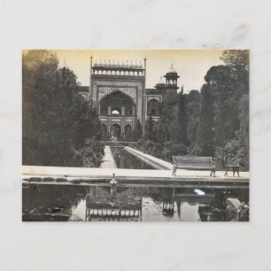 Postal India vintage, huertos Taj Mahal
