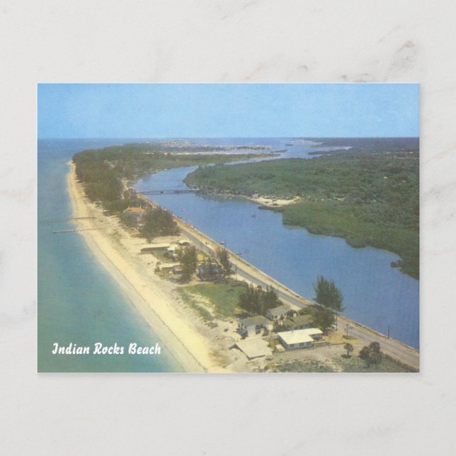 Postal Indian Rocks Beach, Florida, escena de playa vinta (Anverso)