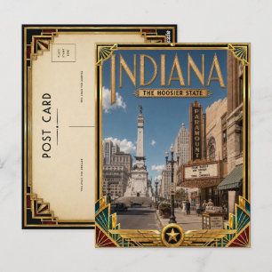 Postal Indiana Arte Vintage Deco Edad Dorada
