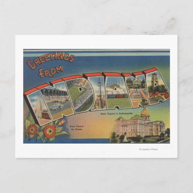Postal Indiana (Capital estatal/Flor) (Anverso)