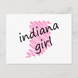 Postal Indiana Chica con mapa de Indiana resentido