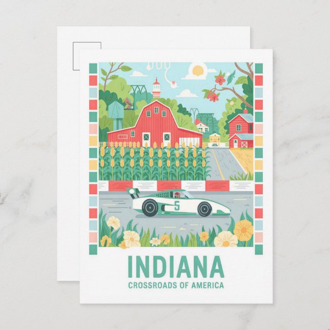 Postal Indiana Crossroads America Summer Travel (Anverso / Reverso)