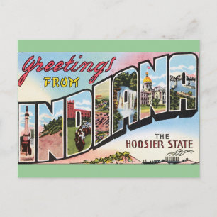 Postal Indiana - Diseño de Postacard Vintage
