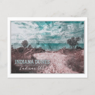 POSTAL INDIANA DUNES WATERCOLOR - INDIANA ESTADOS UNIDOS