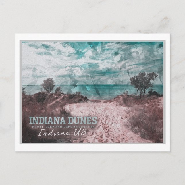 POSTAL INDIANA DUNES WATERCOLOR - INDIANA ESTADOS UNIDOS (Anverso)