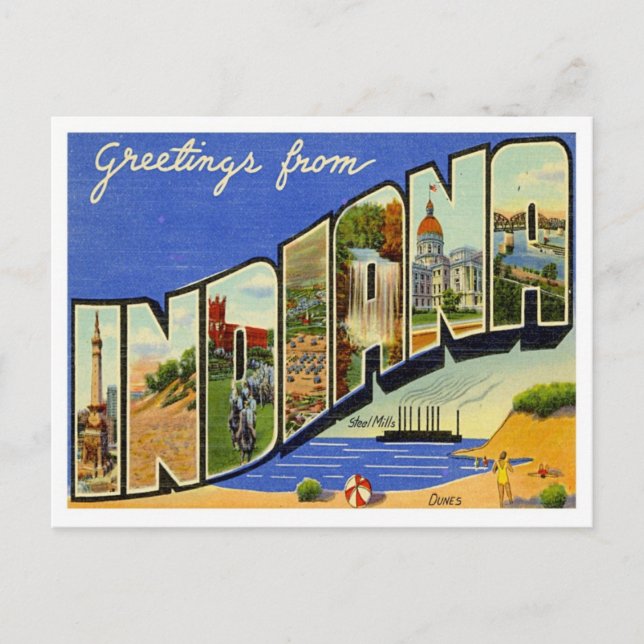 Postal Indiana Greetings from US States (Anverso)