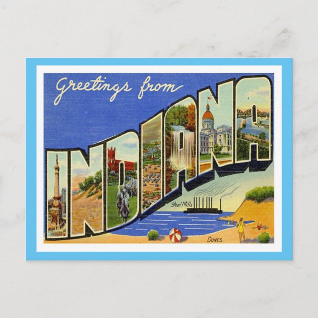 Postal Indiana Greetings from US States (Anverso)
