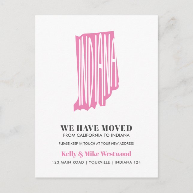 Postal INDIANA Hemos movido nueva dirección Nueva casa (Anverso)