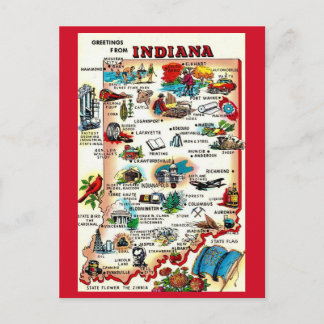 Postal Indiana Ilustrado Vintage