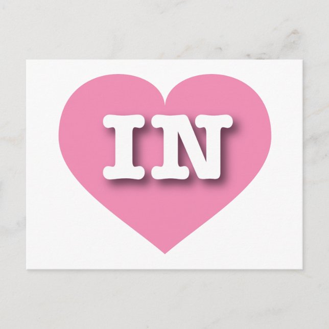 Postal Indiana Pink Heart - Amo IN (Anverso)
