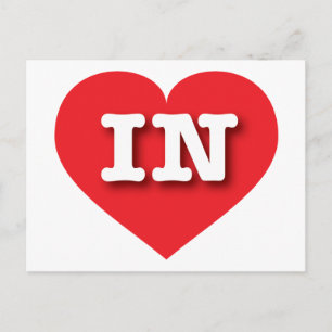 Postal Indiana Red Heart - Amo IN