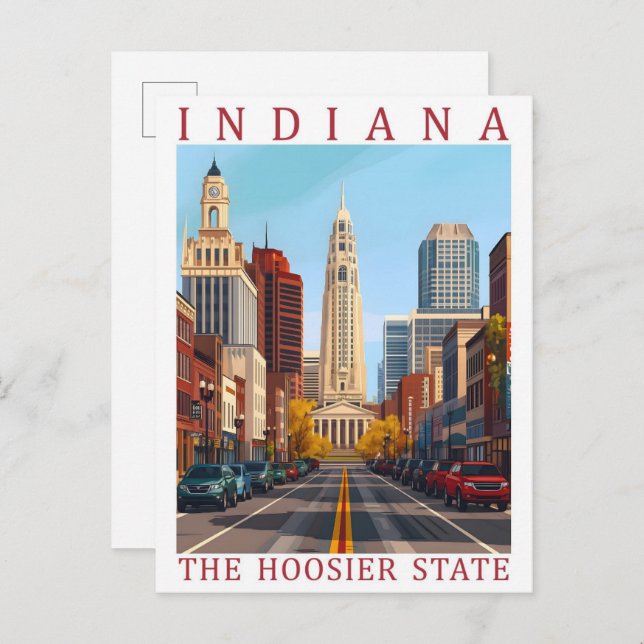 Postal Indiana the Hoosier State USA Travel Place (Anverso / Reverso)