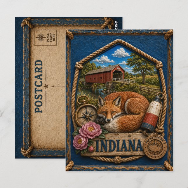 Postal Indiana Viajes Antiguos (Anverso / Reverso)