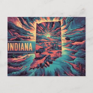 Postal Indiana: Vibrante pregunta sobre arte de mapas con