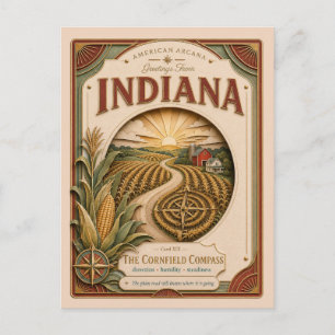 Postal Indiana Vintage Paper Cut American Arcana