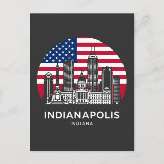 Postal Indianapolis City Indiana American Flag