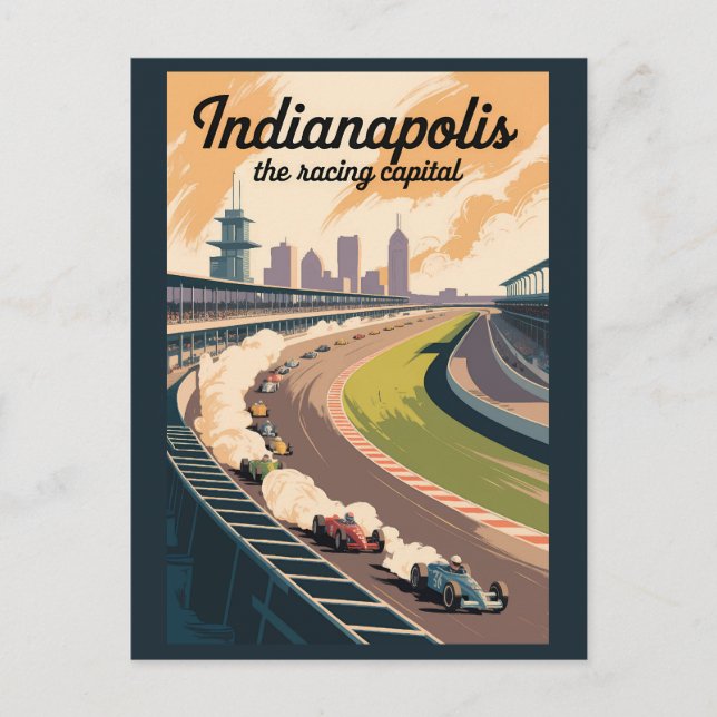 Postal Indianapolis Illustration Travel Art Vintage (Anverso)