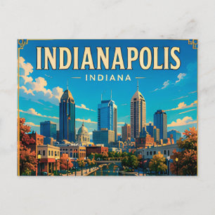 Postal 🏁 Indianapolis Indiana Canal y horizonte