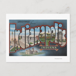 Postal Indianápolis, Indiana - Escenas de letras grandes 
