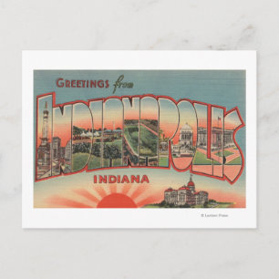 Postal Indianápolis, Indiana - Escenas de letras grandes 