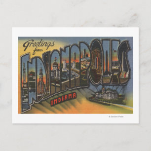 Postal Indianápolis, Indiana - Escenas de letras grandes