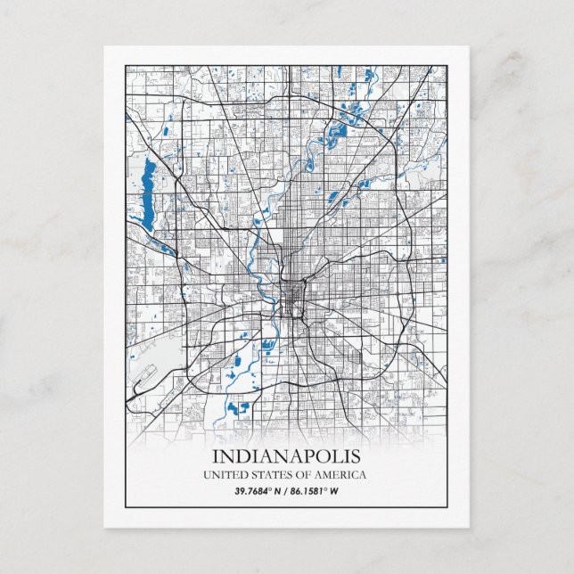 Postal Indianapolis Indiana USA Travel City Map (Anverso)