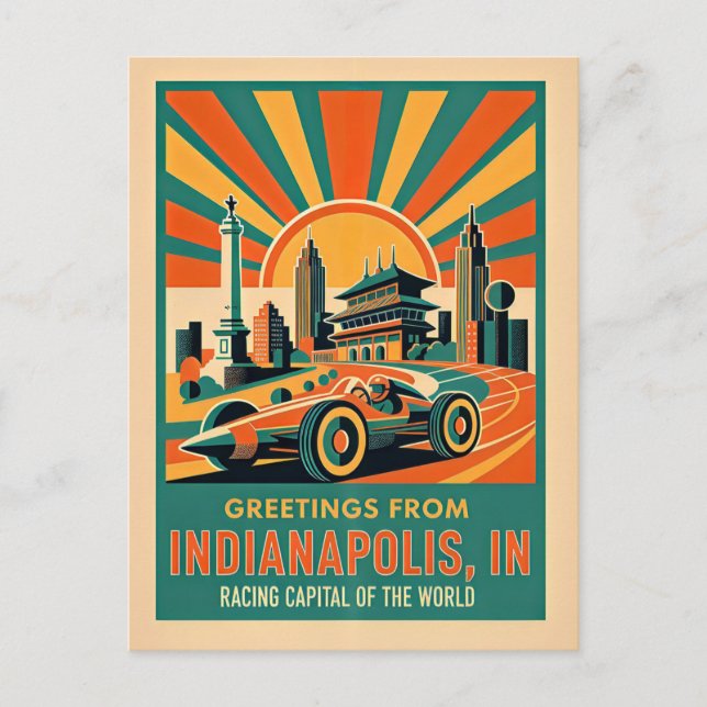 Postal Indianapolis Racing Capital Retro (Anverso)
