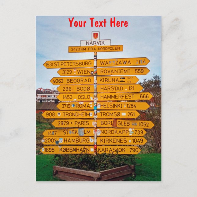 Postal Indicador personalizable de Narvik, Noruega (Anverso)