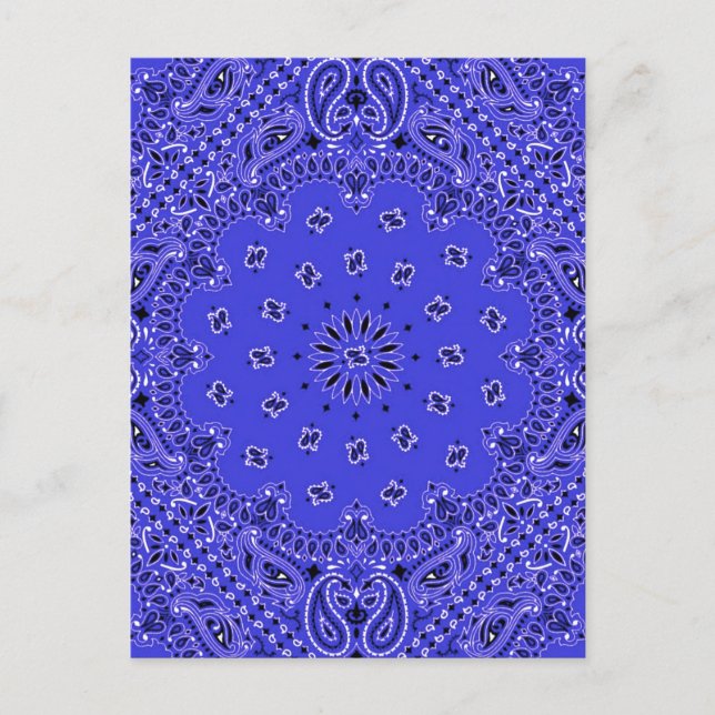 Postal Indigo Blue Paisley Western Bandana Scarf Print (Anverso)