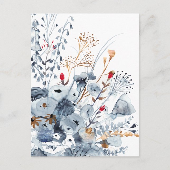 Postal Indigo & Ochre - Watercolor Flowers (Anverso)