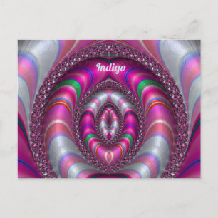 Postal INDIGO ~ PINK 3D Diseño fractal ~