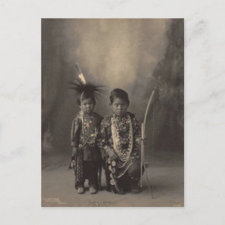 Postal Indio vintage : Dos pequeños valientes, Sac & Fox
